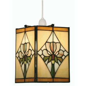 Violet Tiffany ceiling lamp shade in a floral design main image