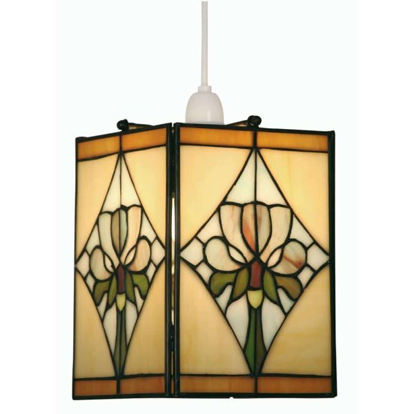 Violet Tiffany Ceiling Lamp Shade Floral Design Easy Fit