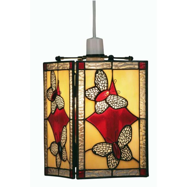 Red Butterfly Tiffany Ceiling Lamp Shade Easy Fit