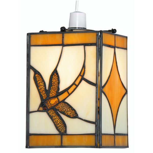 Amber Dragonfly Tiffany Ceiling Lamp Shade Easy Fit
