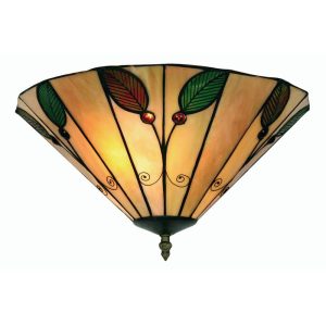 Leaf 2 lamp flush Tiffany ceiling light in Art Nouveau style main image