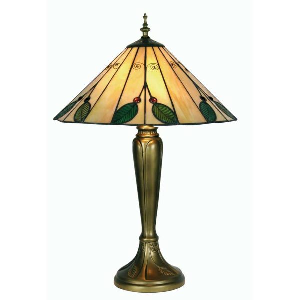 Leaf 2 Light Tiffany Table Lamp Art Nouveau Style