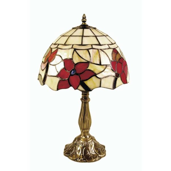 Border Small Floral Tiffany Table Lamp Multi Coloured Glass