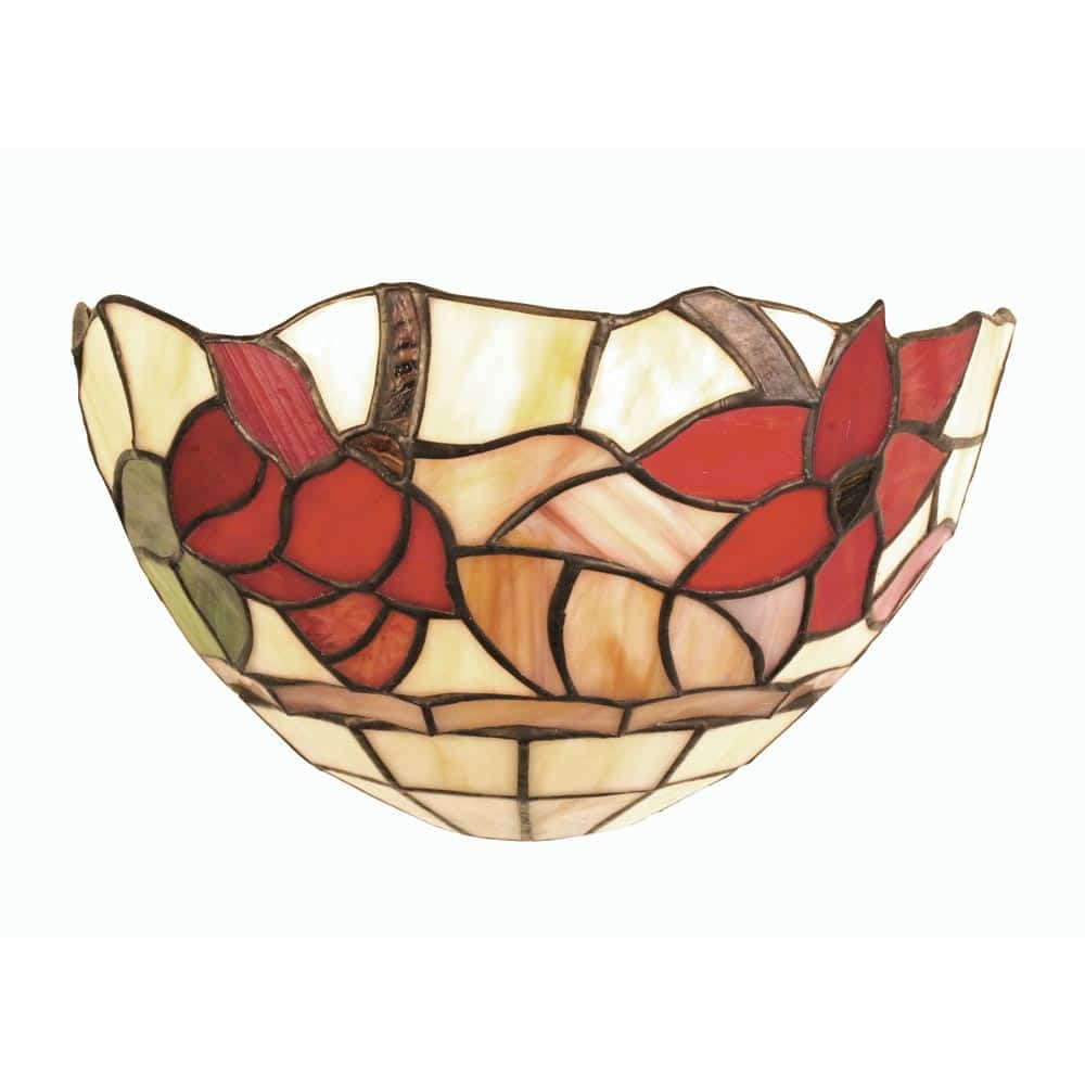 Border Floral Tiffany Wall Light Multi Coloured Glass