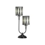 Safi 2 Light Table Lamp Black & White Tiffany Style Shades