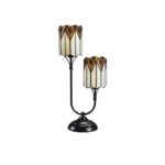 Fez 2 Light Table Lamp Amber & White Tiffany Style Shades