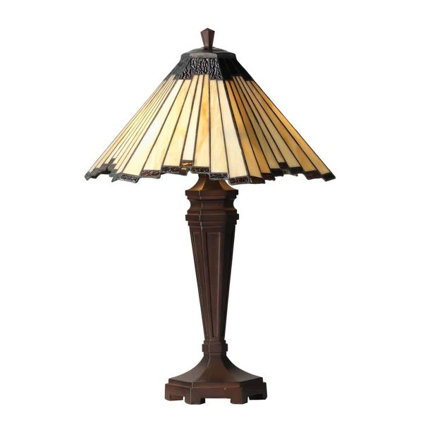 Feste large Art Deco style Tiffany table lamp in shades of cream and red main image