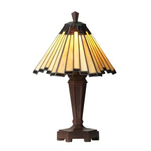 Feste small Art Deco style Tiffany table lamp in shades of cream and red main image