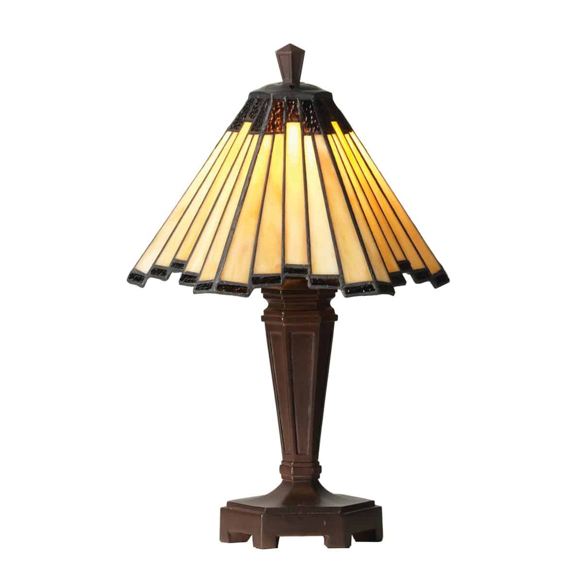 Feste Small Art Deco Style Tiffany Table Lamp Cream / Red