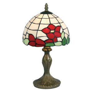 Red Flower small Tiffany style table lamp main image