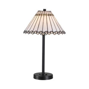 Fabien 30cm Tiffany style table lamp in white stained glass main image