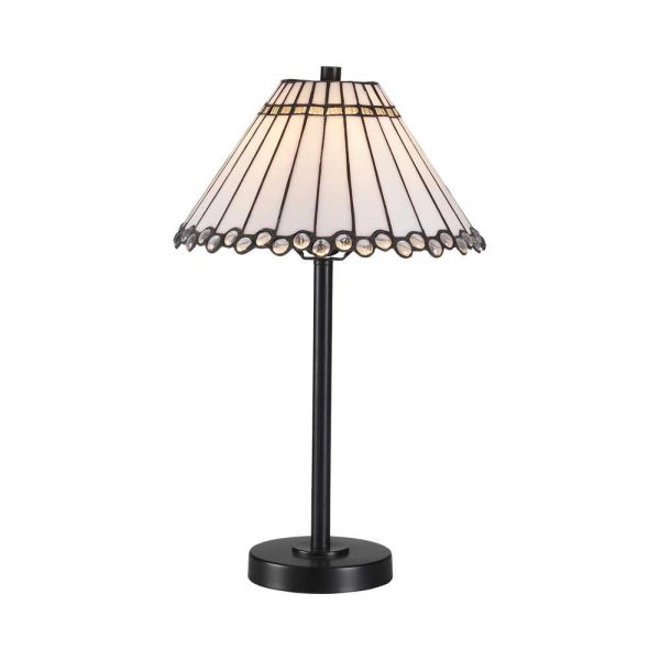 Fabien 30cm Tiffany Style Table Lamp White Stained Glass