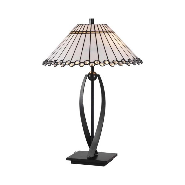 Fabien 42cm Tiffany Style Table Lamp White Stained Glass