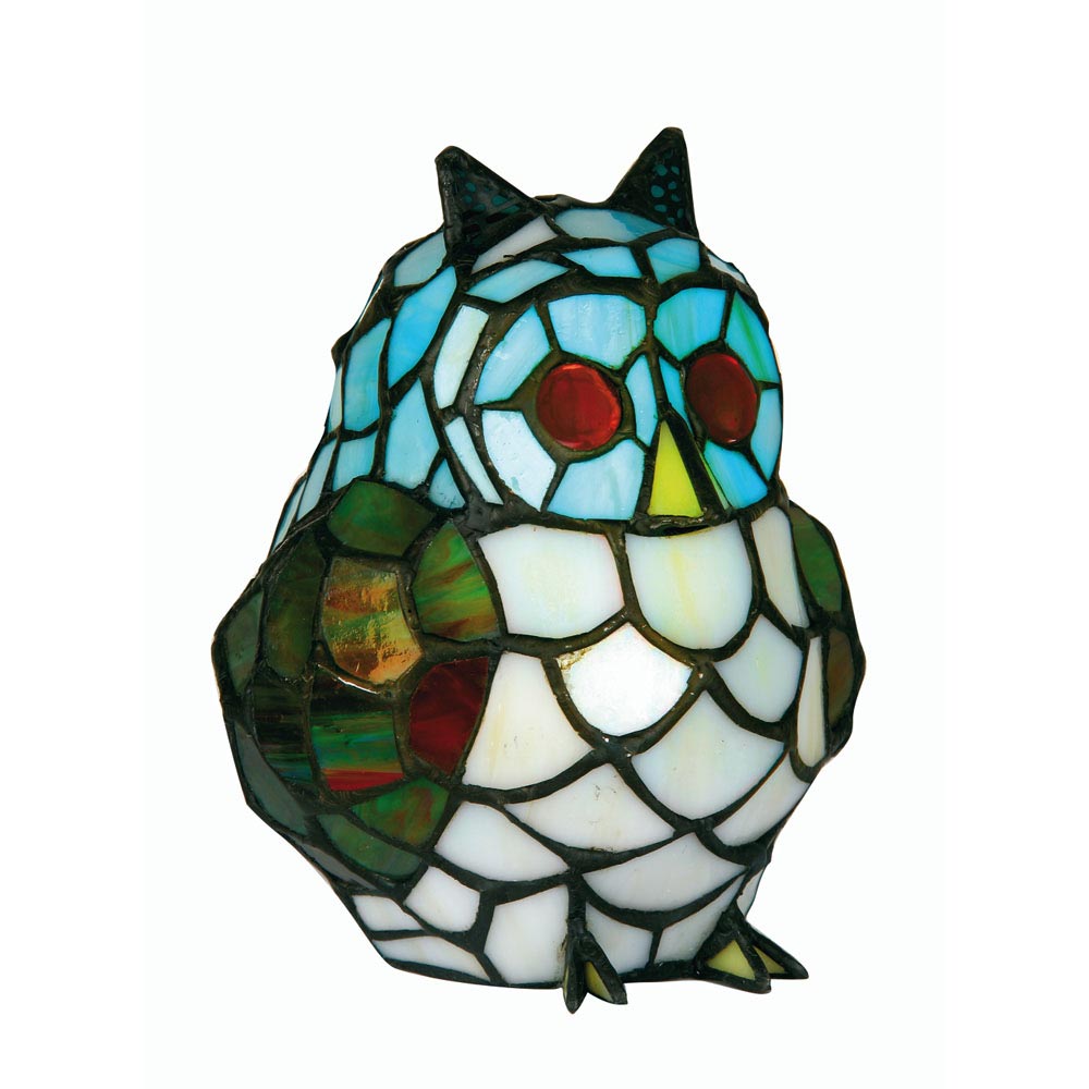 Owl Tiffany Style Novelty Table Lamp Leaded Glass