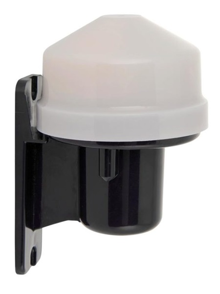 IP65 rated photocell with opal dome on white background