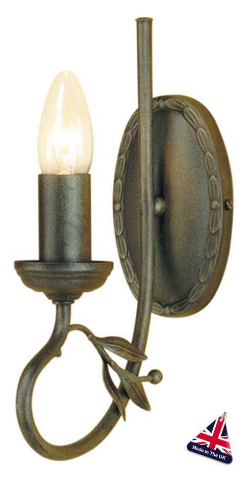 Olivia Black And Gold Ironwork 1 Lamp Wall Light UK Made