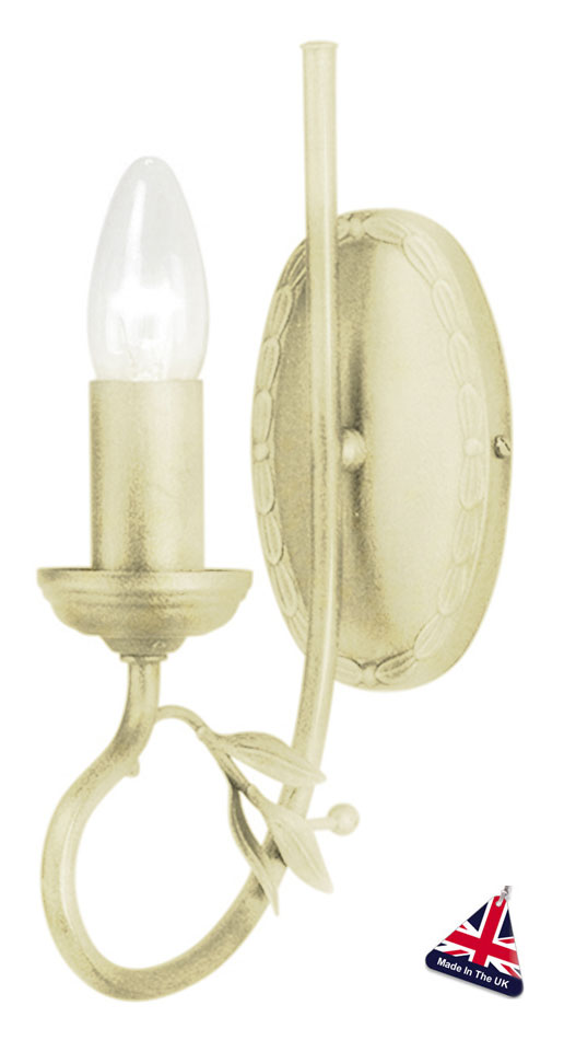 Olivia Ivory And Gold Ironwork 1 Lamp Wall Light UK Made