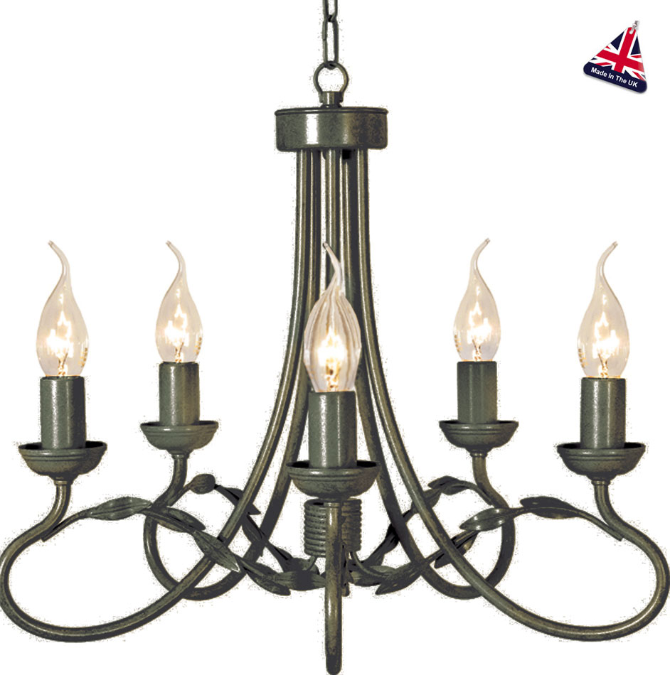 Olivia Black And Gold Ironwork 5 Light Chandelier