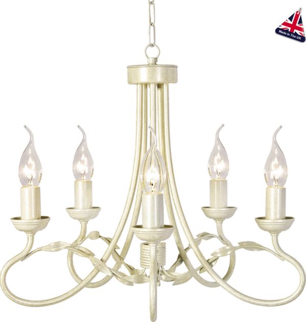 Olivia Ivory And Gold Ironwork 5 Light Dual Mount Chandelier