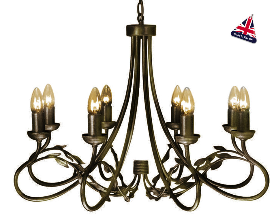 Olivia Large Black And Gold Ironwork 8 Light Chandelier