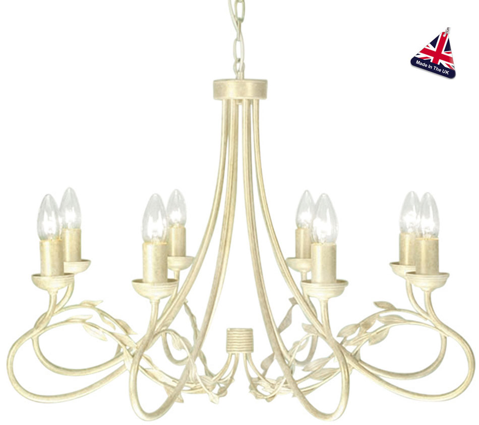 Olivia Large Ivory And Gold Ironwork 8 Light Dual Mount Chandelier