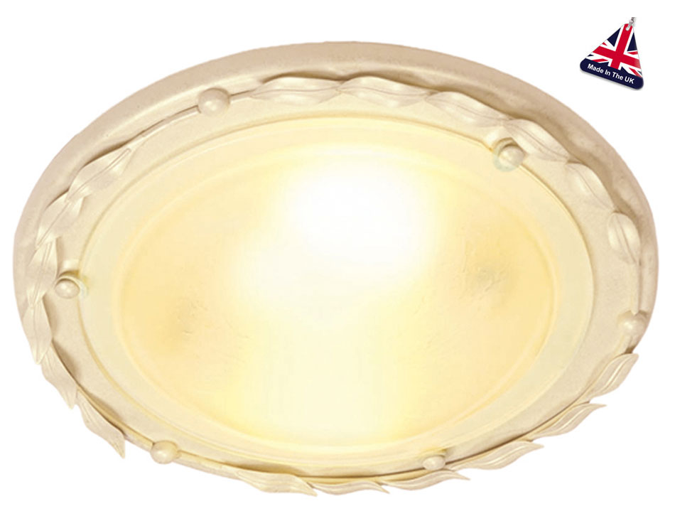 Olivia Ivory And Gold Flush Fitting Ceiling Light UK Made