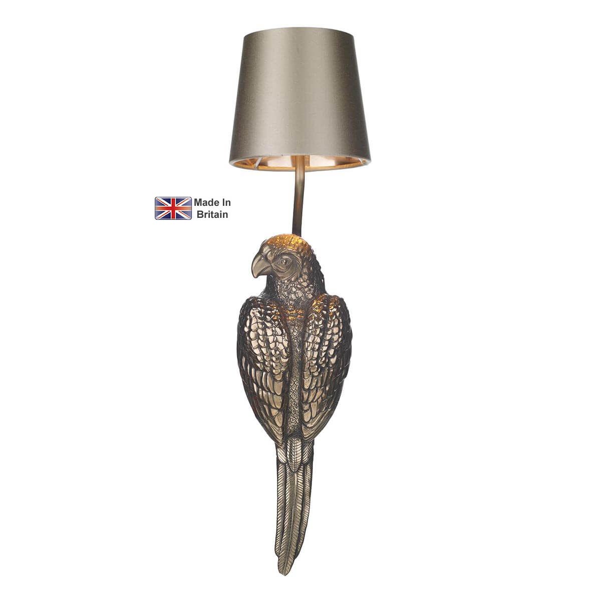 Parrot Single Wall Light Bronze Bespoke Shade Left Facing