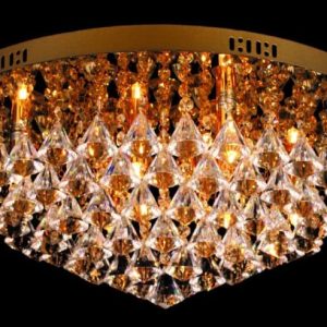 Impex Parma Circular Gold 8 Light Flush Crystal Ceiling Light