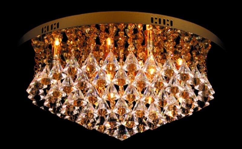 Impex Parma Circular Gold 8 Light Flush Crystal Ceiling Light