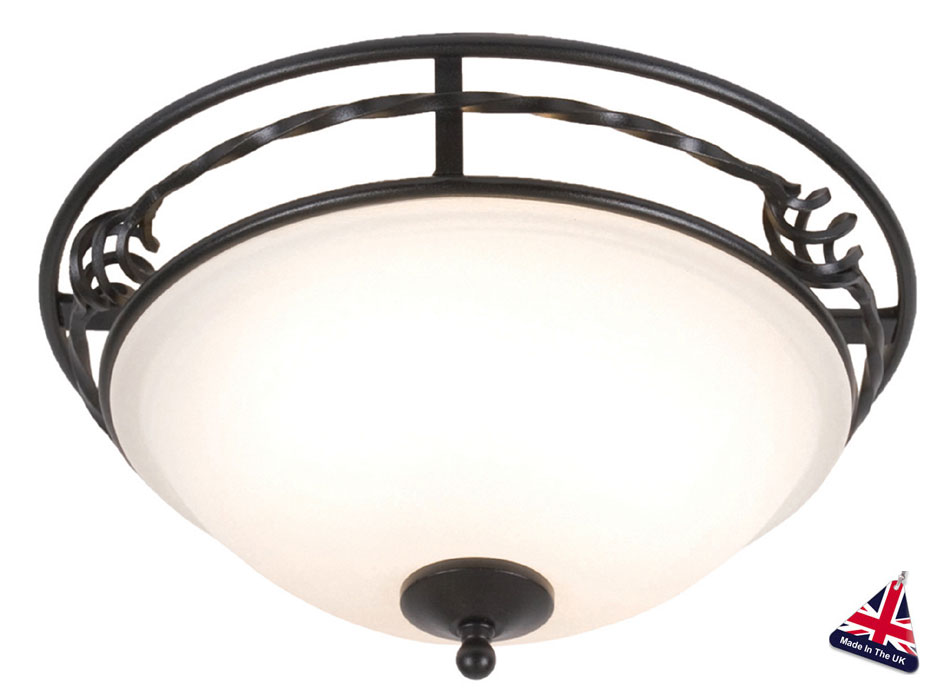 Pembroke Traditional Black Wrought Iron 2 Light Flush Fitting