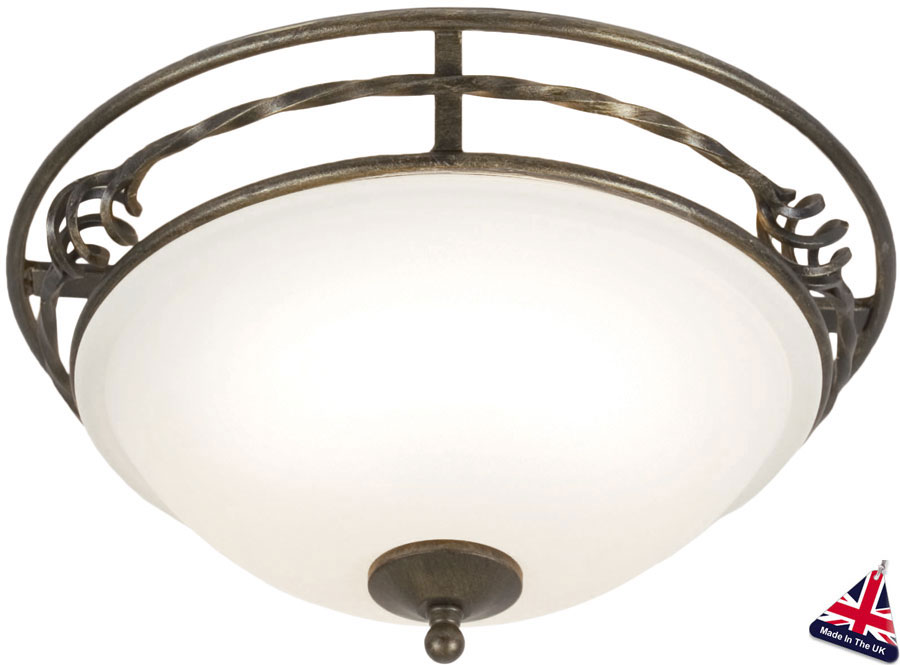 Pembroke Traditional Black And Gold 2 Light Flush Fitting