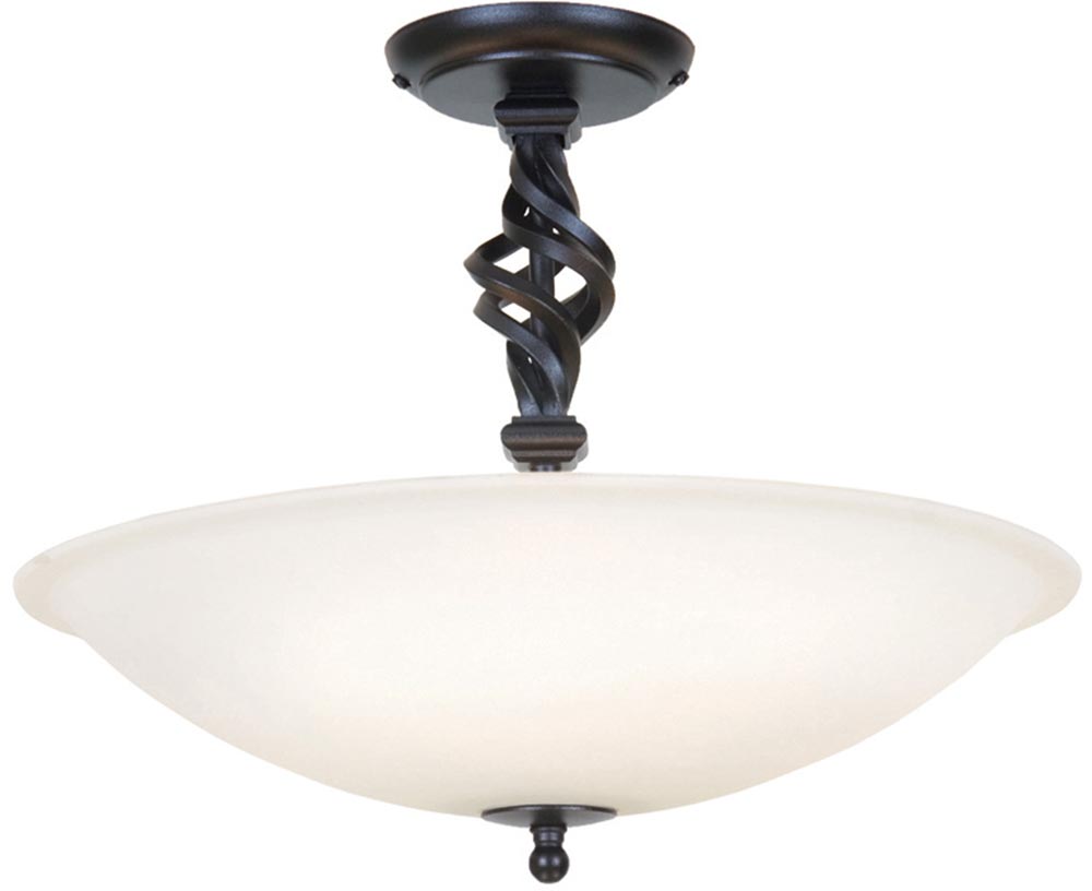 Pembroke Traditional Black Finish 3 Light Semi Flush