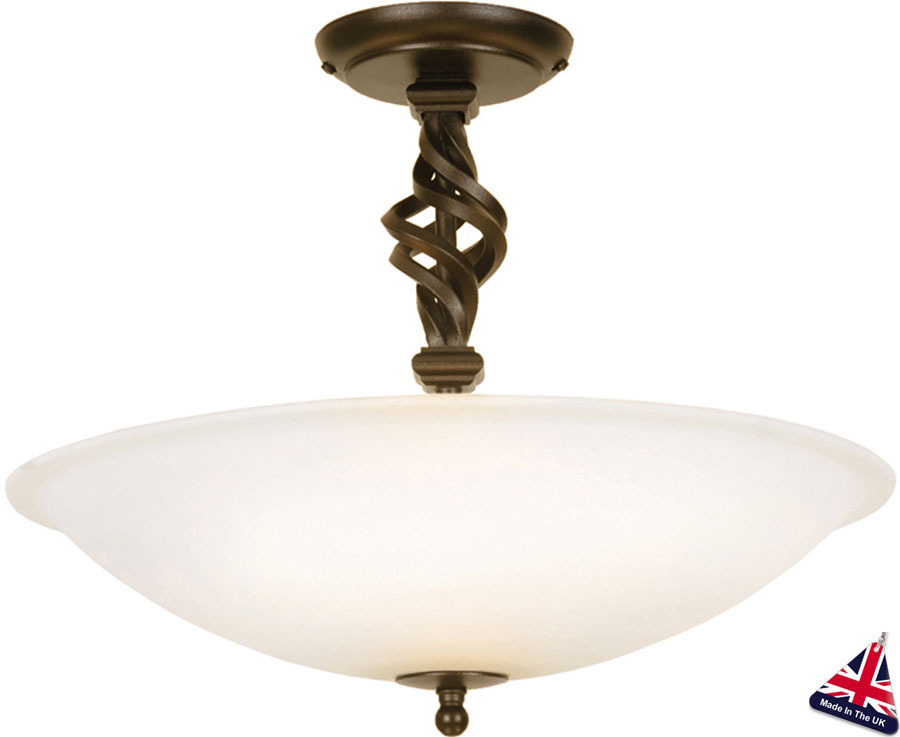 Pembroke Traditional Black And Gold 3 Light Semi Flush