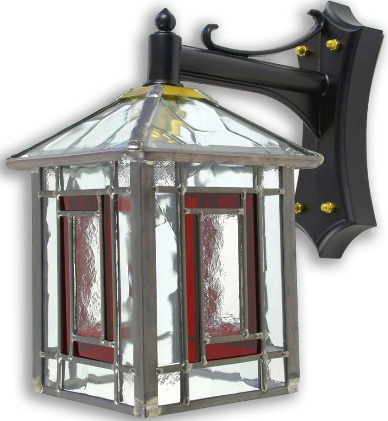 Penrith Traditional Red Leaded Stained Glass Outdoor Wall Lantern