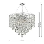 Dar Pescara 5 Light Luxury Crystal Pendant Chrome