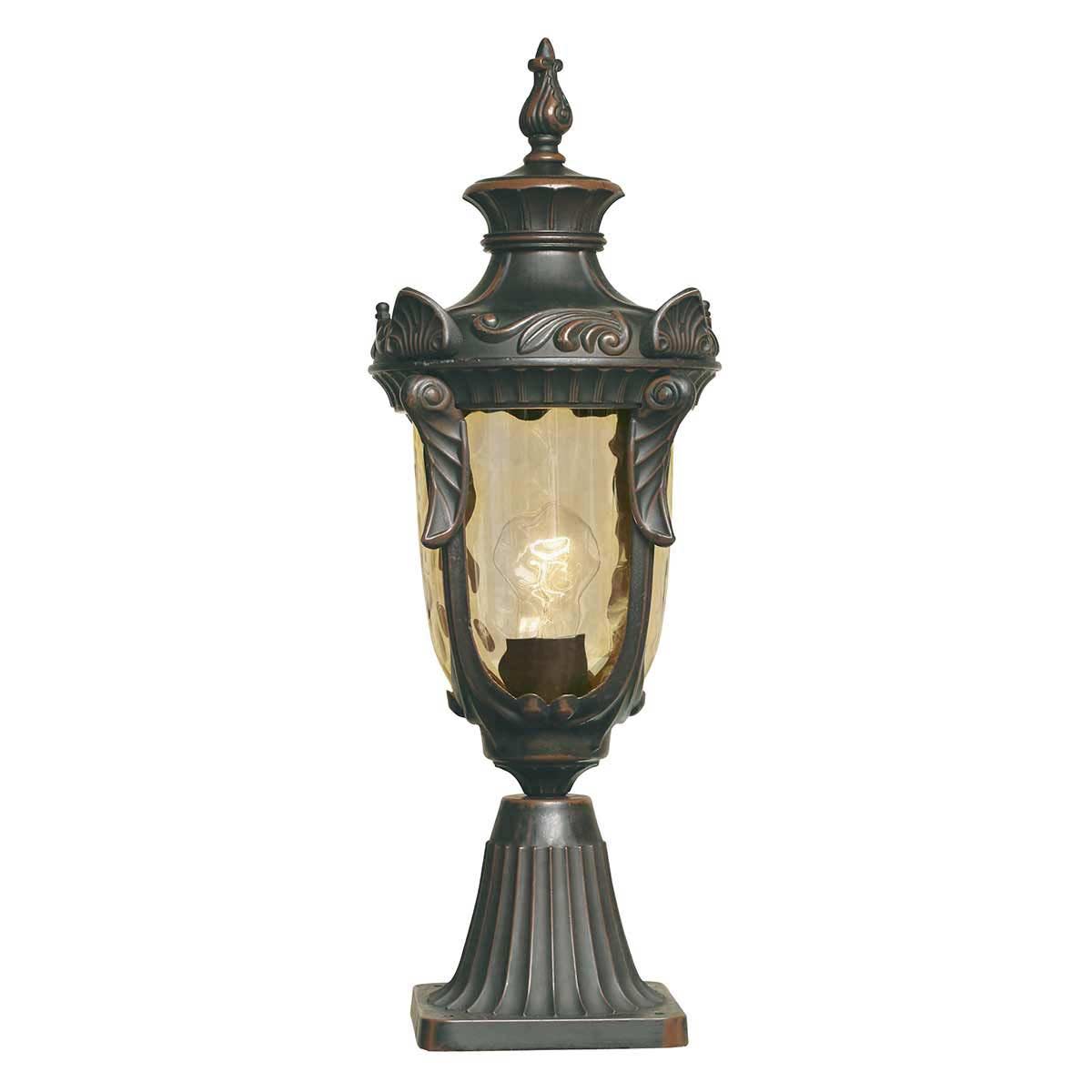 Elstead Philadelphia 1 Light Outdoor pedestal Lantern Old Bronze
