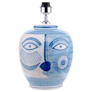Picasso small blue & white ceramic table lamp base only on white background