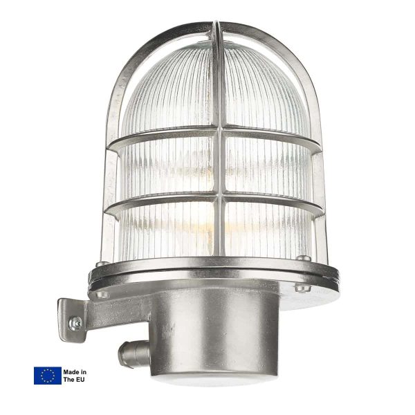 Pier nautical outdoor wall light in nickel plated solid brass facing up