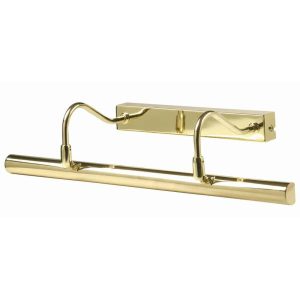 Twin arm 49cm switched polished brass picture light main image