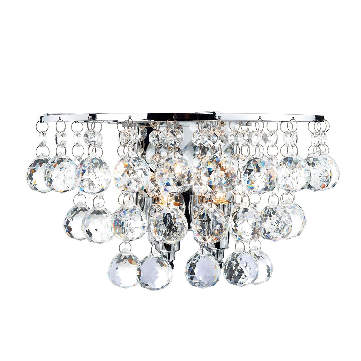 Dar Pluto Switched Crystal Wall Light Polished Chrome
