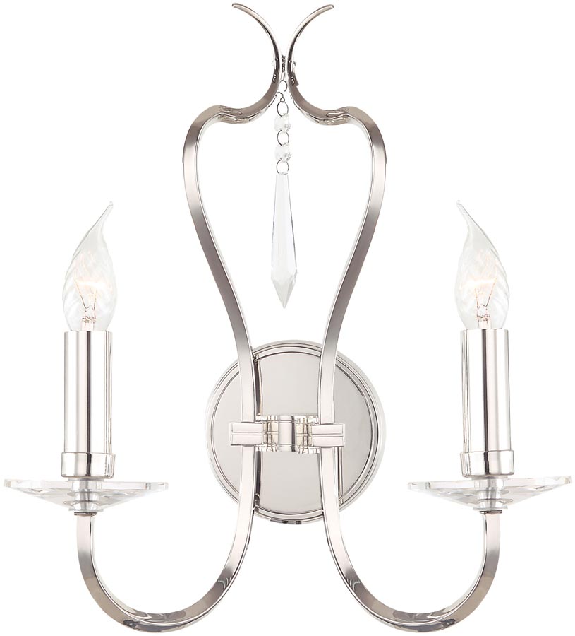 Elstead Pimlico Solid Brass Twin Wall Light Polished Nickel