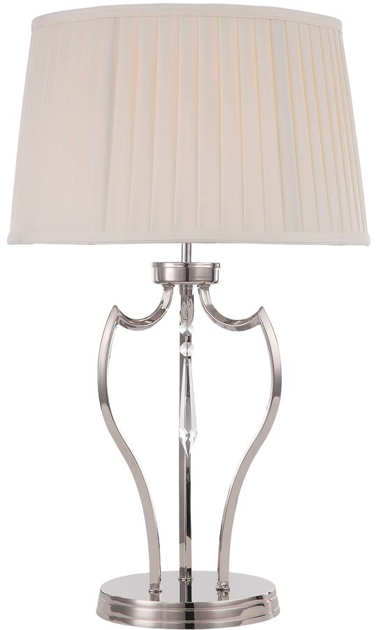 Elstead Pimlico Solid Brass Table Lamp Polished Nickel Ivory Shade