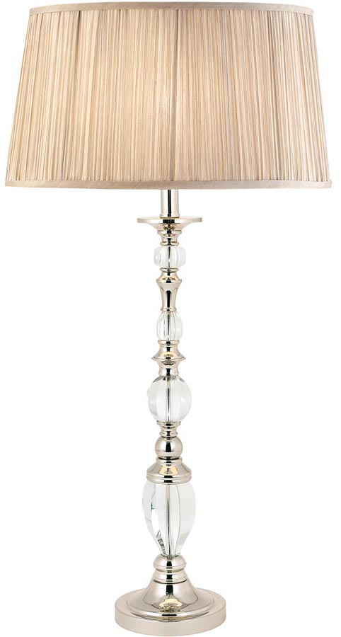 Polina Nickel Large Crystal Table Lamp Polina Large Polished Nickel Finish