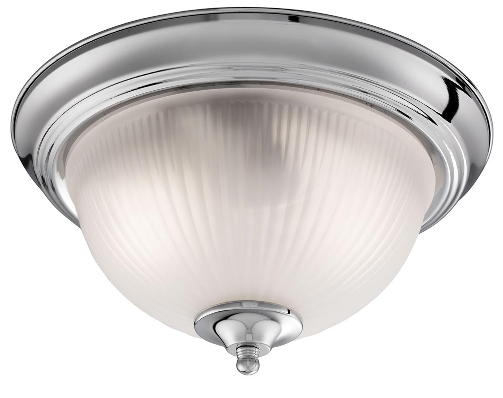 American Diner Flush Bathroom Ceiling Light Polished Chrome