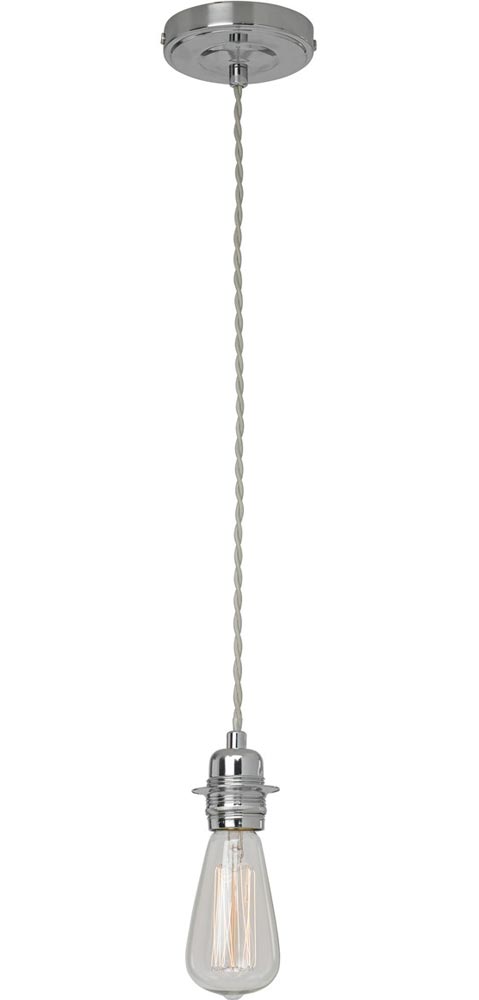 Braided Flex Pendant Suspension Set Polished Chrome ES Lamp Holder