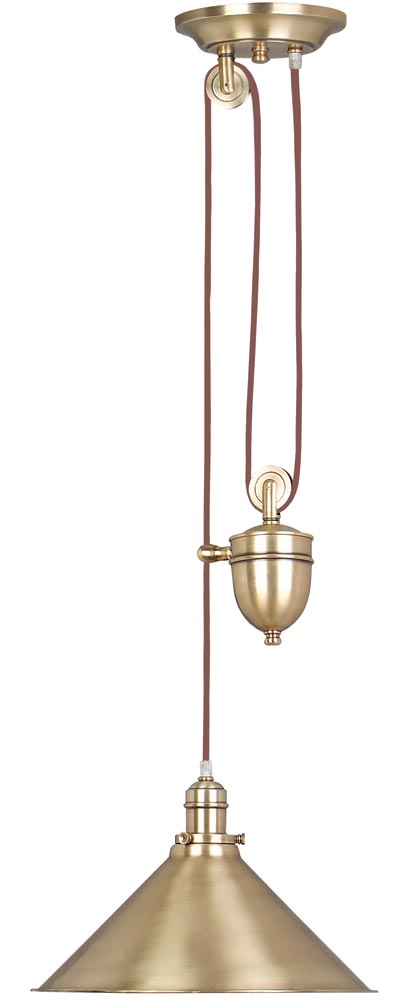 Elstead Provence Rise & Fall Pulley Ceiling Light Aged Brass