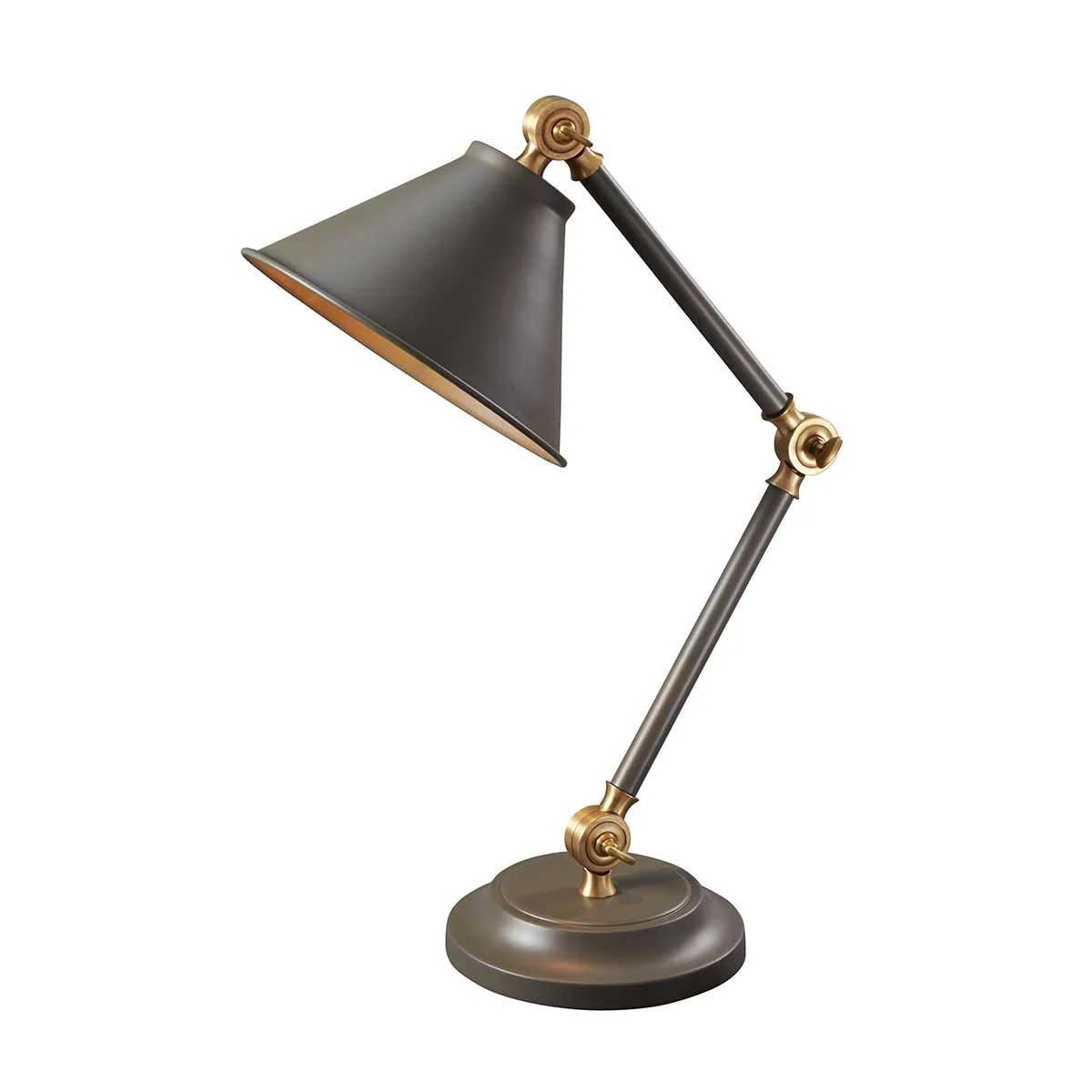 Elstead Provence Element Mini Desk Table Lamp Dark Grey Aged Brass