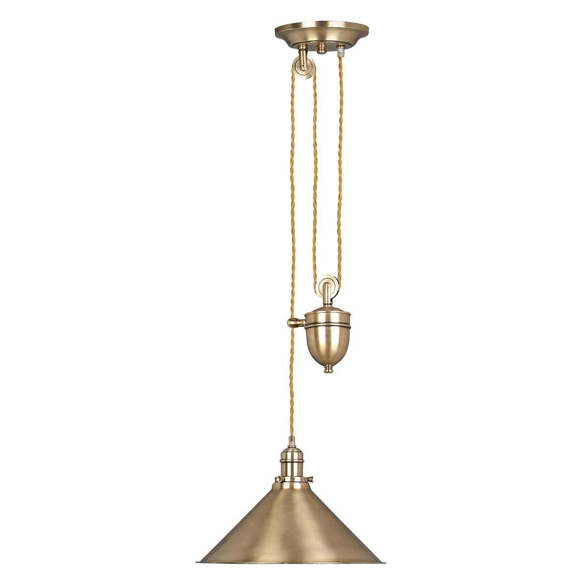 Elstead Provence Rise & Fall Pulley Ceiling Light Aged Brass