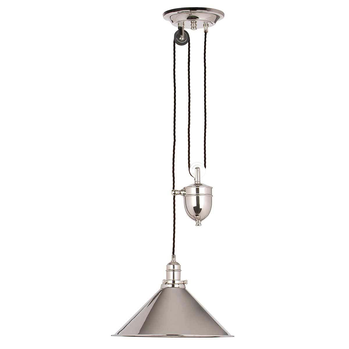 Elstead Provence Rise & Fall Pulley Ceiling Light Polished Nickel