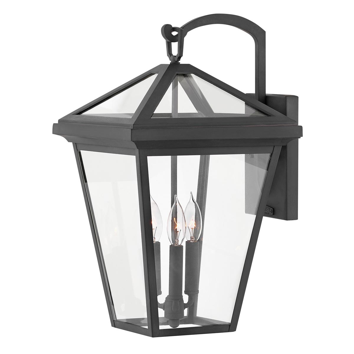 Quintiesse Alford Place Large 3 Light Outdoor Wall Lantern Museum Black